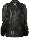 JUNYA WATANABE ruched sleeve leather biker jacket