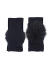 CAROLYN ROWAN Fox Fur Pom Pom Fingerless Gloves