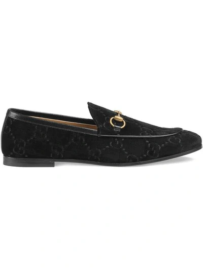 Gucci Jordaan Gg Velvet Loafers In Black