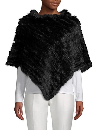 Adrienne Landau Dyed Rabbit Fur Poncho In Light Grey