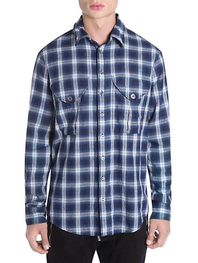 Dsquared2 Military Long-sleeve Check Shirt In Blue Plaid