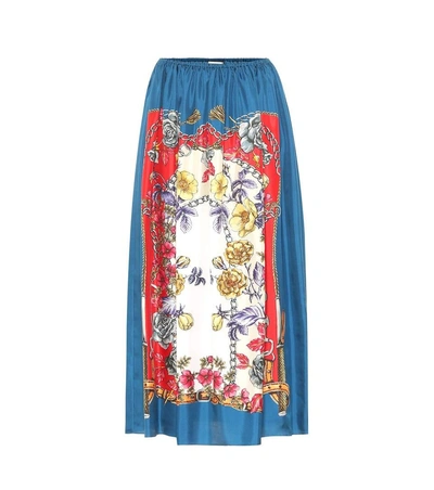 Gucci Printed Silk-twill Midi Skirt In Multicolor
