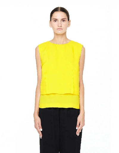 Maison Margiela Double-layered Silk Top In Yellow