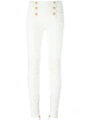 BALMAIN BALMAIN BUTTON PLACKET SKINNY JEANS - WHITE