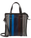 BALENCIAGA BAZAR SMALL STRIPED LEATHER SHOPPER TOTE,1000084264076