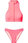 STELLA MCCARTNEY ZIP-EMBELLISHED NEON BIKINI