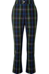 MSGM BUTTON-DETAILED CHECKED TWILL STRAIGHT-LEG trousers