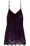 ID SARRIERI Chantilly lace-trimmed velvet chemise