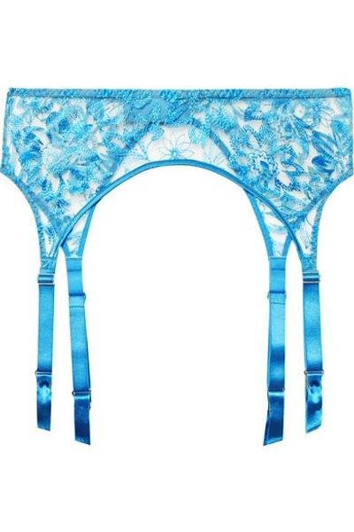 Myla Columbia Road Embroidered Tulle Suspender Belt In Azure