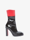 Alexander Mcqueen Black And Red Hybrid 105 Leather Boots In Black/lust Red