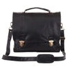 MAHI LEATHER Leather Classic Satchel Messenger Bag In Ebony Black