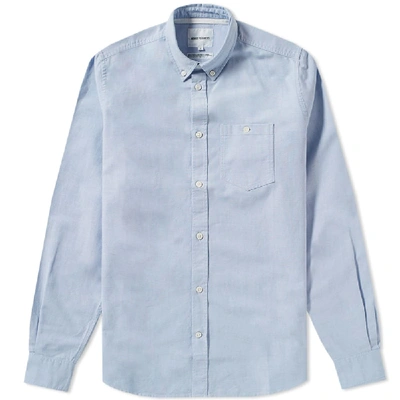 Norse Projects Anton Oxford Logo Shirt In Blue