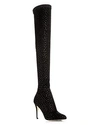 JIMMY CHOO WOMEN'S TONI 90 SCATTERED CRYSTAL SUEDE OVER-THE-KNEE BOOTS,J000108446