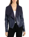 Bagatelle Draped Faux Leather Jacket In Midnight