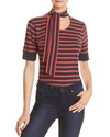FRAME SCARF TIE-NECK STRIPED TEE,LWTS0485