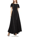 BCBGMAXAZRIA PIPED FLUTTER-SLEEVE GOWN,CGA61P85