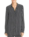 Equipment Essential Excellence Striped Silk Button-front Shirt In True Black/ Bright White