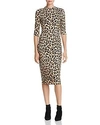 Alice And Olivia Delora Fitted Leopard Mock-neck Dress In Textured Leopard
