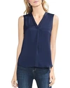 Vince Camuto V-neck Rumple Satin Blouse In Classic Navy