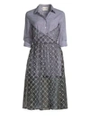 SANDY LIANG Muse Gingham Tulle Overlay Shirtdress