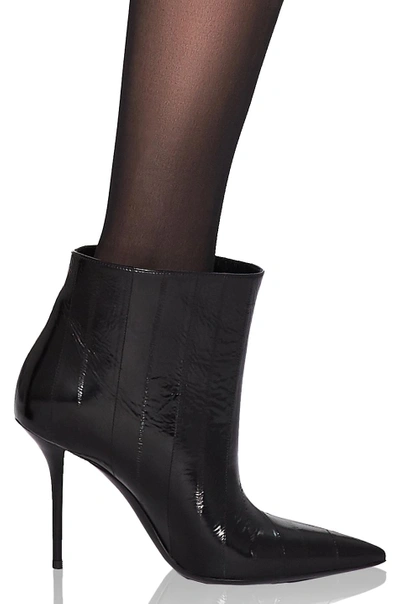 Saint Laurent Pierre Glossed Leather Ankle Boots In Black