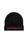 GIVENCHY GIVENCHY LOGO BEANIE IN BLACK.,GIVE-MA27