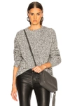 HELMUT LANG HELMUT LANG DISTRESSED RELAXED LONG SLEEVE CREW IN BLACK WHITE MARBLE,HLAN-WK151