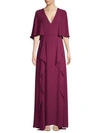 BCBGMAXAZRIA V-Neck Flounce Maxi Dress