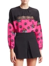 RED VALENTINO Lace Trim Floral Print Blouse