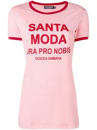 Dolce & Gabbana Santa Moda T-shirt In Rosa Confetto