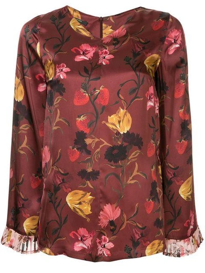 Mother Of Pearl Kathleen Printed Silk-satin Blouse In Red