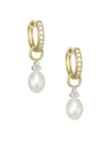 JUDE FRANCES WOMEN'S PROVENCE PEARL, DIAMOND & 18K YELLOW GOLD CHAMPAGNE BRIOLETTE EARRING CHARMS,0400099108453