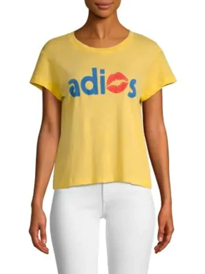 Wildfox Adios Shrunken Crewneck Graphic Tee In Yellow Mango