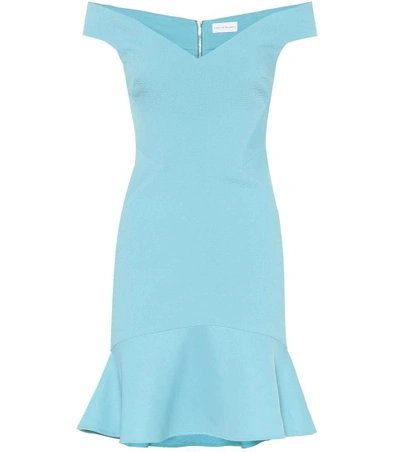 Rebecca Vallance Anise Off-the-shoulder Crepe-paneled Cloqué Mini Dress In Blue