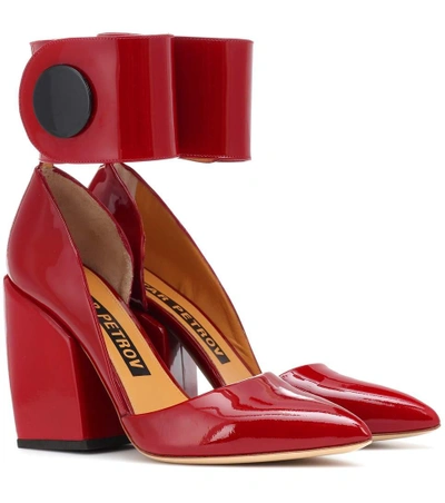 Petar Petrov Patent Leather Sally Toe 浅口无带鞋 In Red