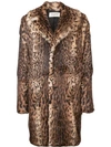 SAINT LAURENT leopard print fur coat