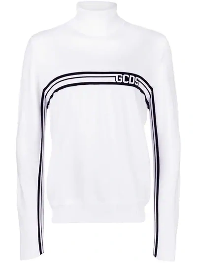 Gcds Logo Jacquard Wool Blend Knit Jumper In White