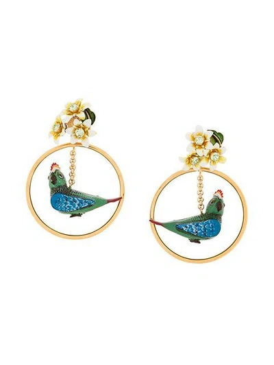Dolce & Gabbana Parrot Drop Earrings In Metallic