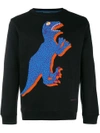 PAUL SMITH PS BY PAUL SMITH DINOSAUR PRINT LONGSLEEVED T-SHIRT - BLACK