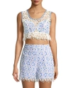 ANNA SUI GINGHAM AND DAISIES CROP TOP,1000069219183