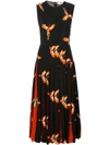 DIANE VON FURSTENBERG bird print pleated dress