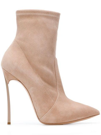 Casadei Pointed Ankle Boots In Neutrals