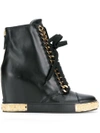 CASADEI CASADEI LACE-UP WEDGE BOOTS - BLACK
