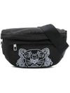 KENZO KENZO TIGER EMBROIDERED BELT BAG - BLACK