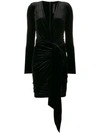 ALEXANDRE VAUTHIER ALEXANDRE VAUTHIER V-NECK RUCHED MINI DRESS - BLACK