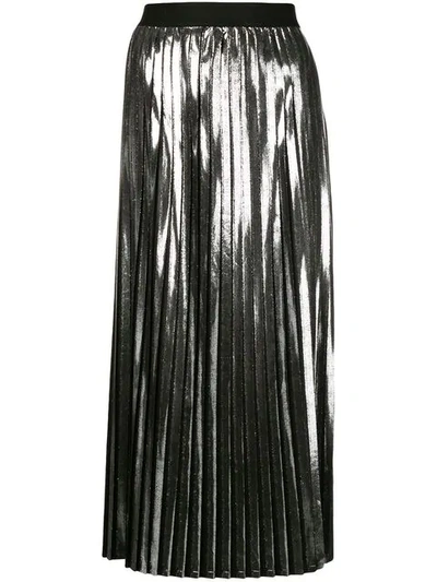 Versace Metallic Pleated Skirt In Silver