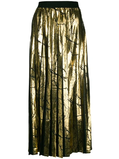 Versace Metallic Pleated Skirt In Metallic
