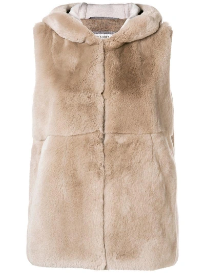 Peserico Sleeveless Fur Waistcoat In Neutrals
