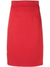 VERSACE VERSACE RIBBED PENCIL SKIRT - RED