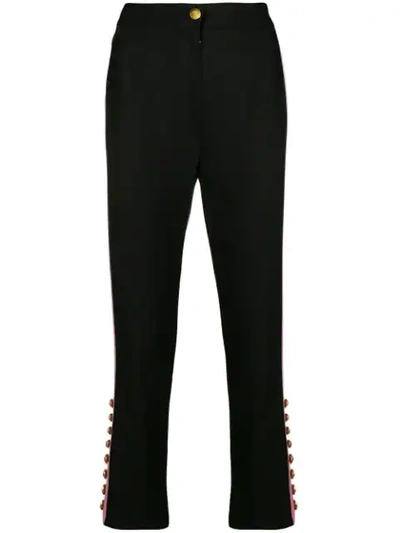 Dolce & Gabbana Button Embellished Trousers In Black